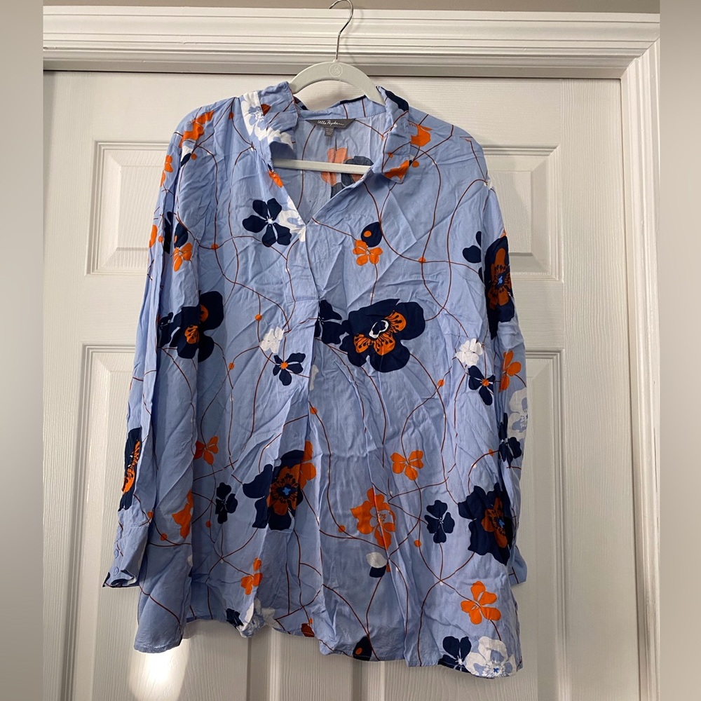 Ulla Popken Blue Floral Blouse